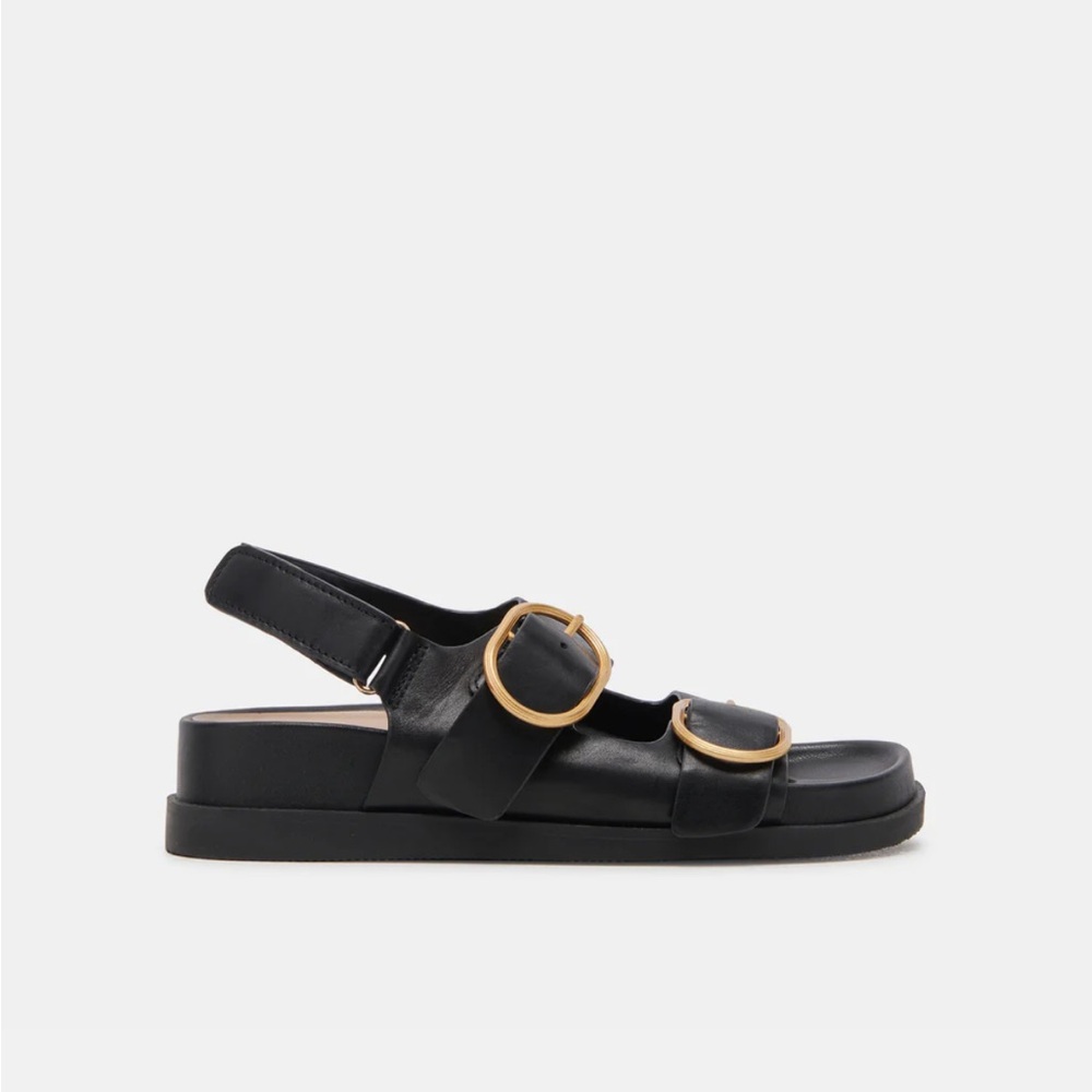 Dolce Vita Black Sandals with Gold Accents